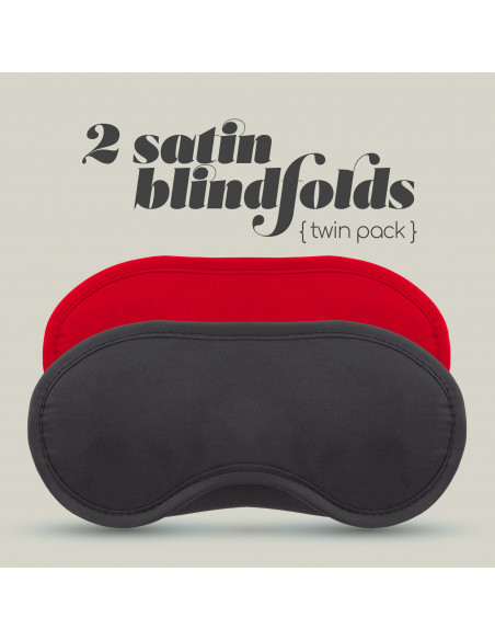 Conjunto de 2 vendas para os olhos para brincadeiras sado / maso.
Uma preta e uma vermelha.