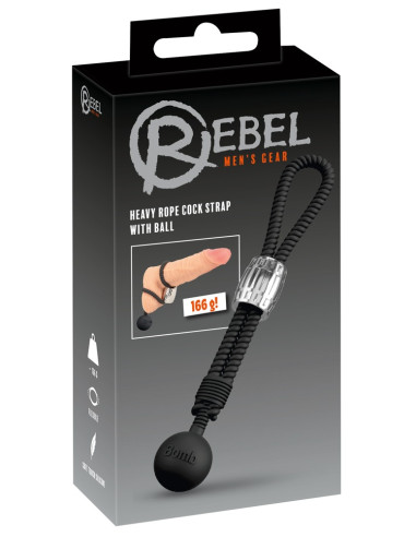 Heavy Rope Cock Strap with Ball