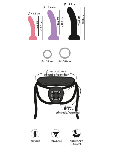 Strap-On Kit 3 Dildos Silicone