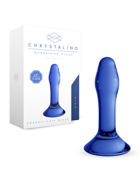 .Plug Anal Vidro Star Chrystalino Azul